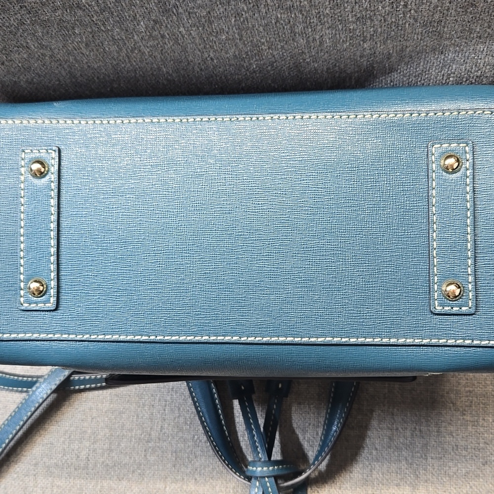 Dooney & Bourke Teal Blue Leather Satchel - Picture 8 of 9